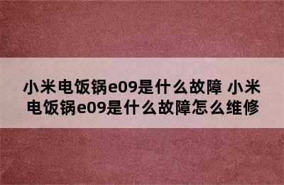 小米电饭锅e09是什么故障 小米电饭锅e09是什么故障怎么维修